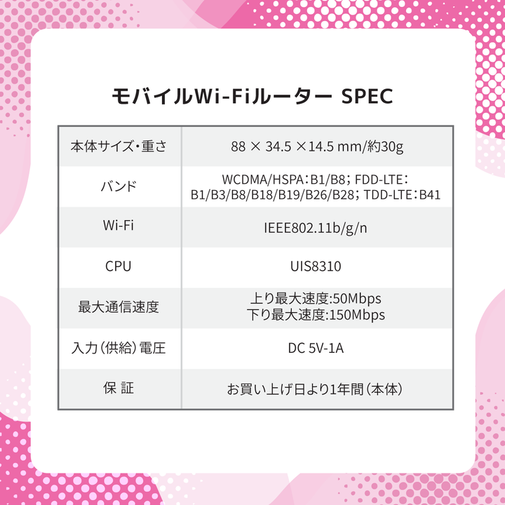 J-FITチャージWIFI 100GB 365日使える ギガ付き ポケットWIFIルーター 契約なし
